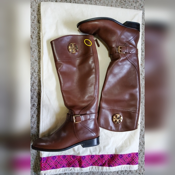 Tory Burch Adeline Riding Boots Color Almond Women's Size 8 - Picture 2 of 11